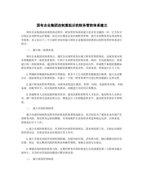 国有企业集团改制重组后的财务管控体系建立