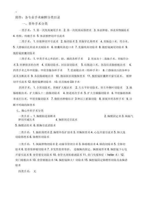 版本手术分级名目修订版本