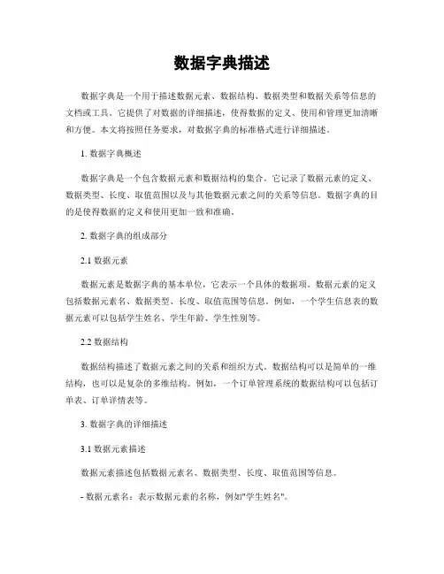 数据字典描述