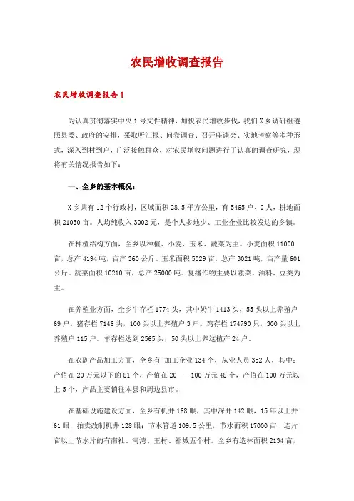 农民增收调查报告
