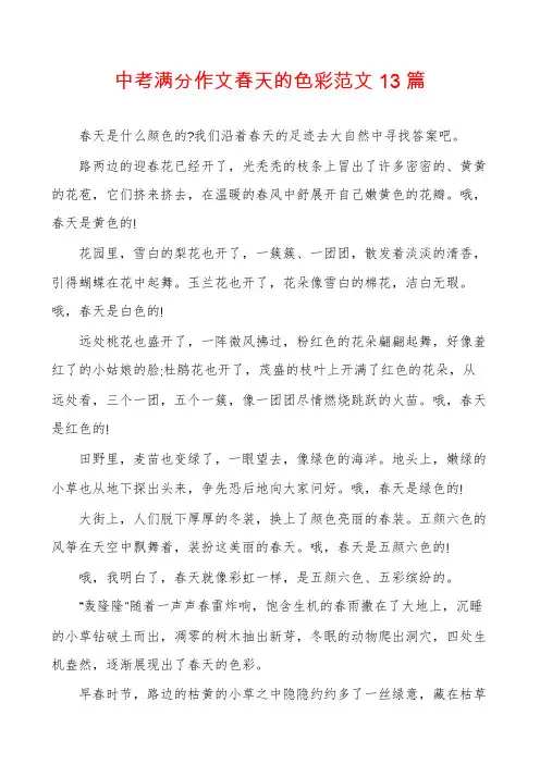 中考满分作文春天的色彩范文13篇