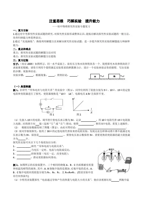 新苏科版九年级物理下册《探究性实验专题复习》教案_4