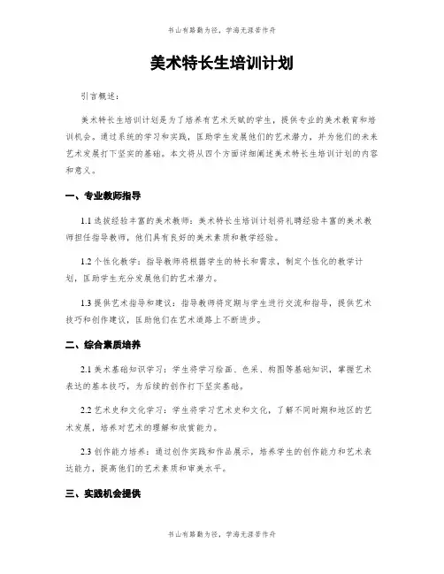 美术特长生培训计划