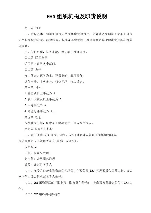 EHS组织架构及职责