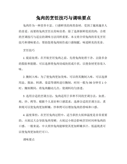 兔肉的烹饪技巧与调味要点
