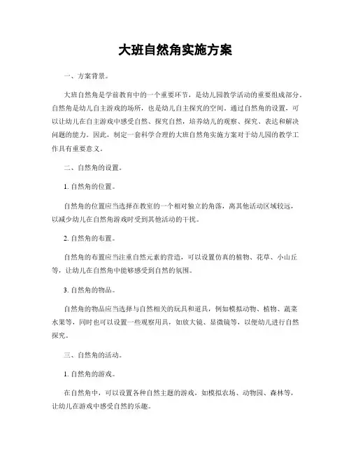 大班自然角实施方案