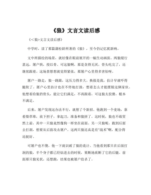 《狼》文言文读后感