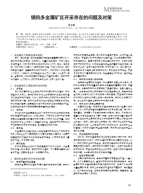 锡钨多金属矿区开采存在的问题及对策