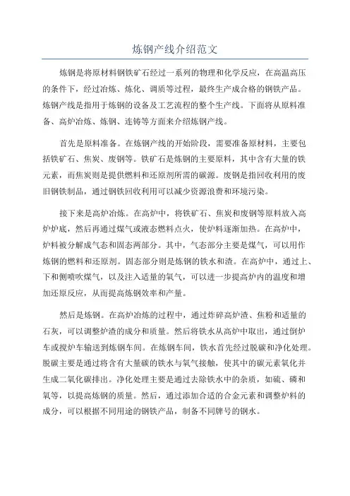 炼钢产线介绍范文