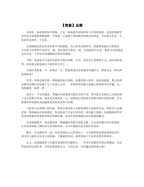【想象】虫洞