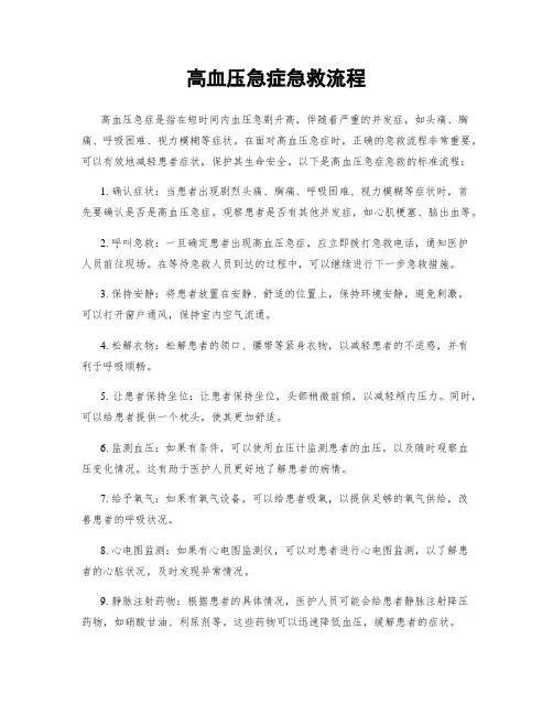 高血压急症急救流程