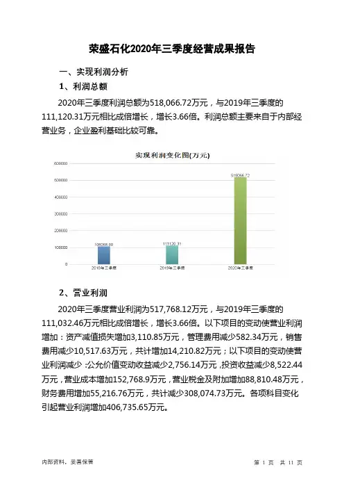 荣盛石化2020年三季度经营成果报告