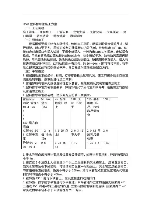 UPVC排水管施工方案