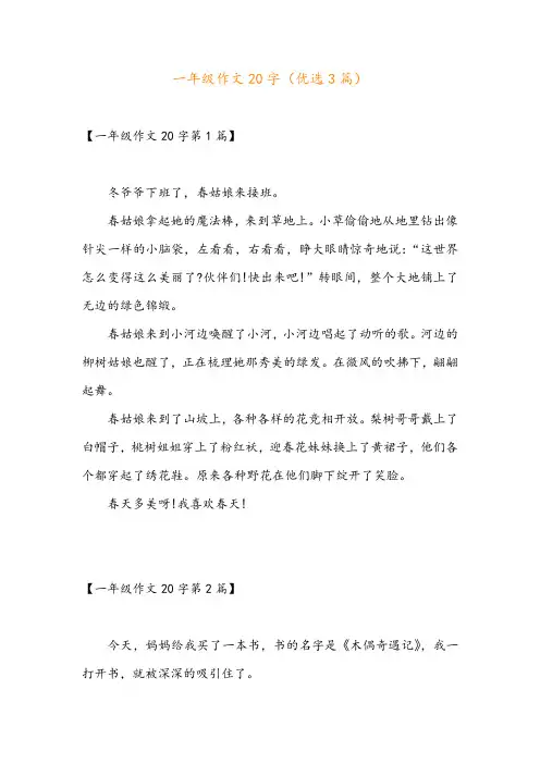 一年级作文20字(优选3篇)