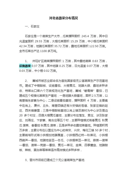 河北省蔬菜分布情况