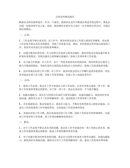自查自纠整改报告