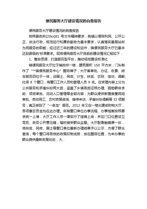 便民服务大厅建设情况的自查报告