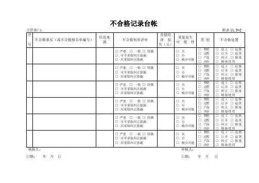 不合格记录台帐