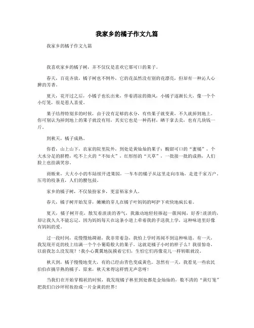 我家乡的橘子作文九篇