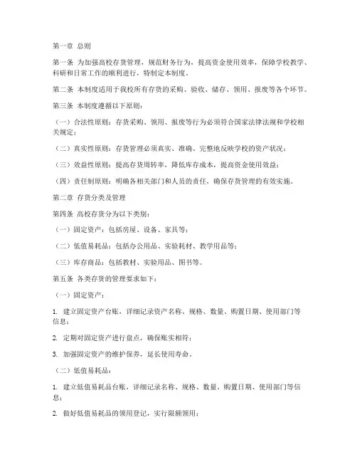 高校存货财务管理制度