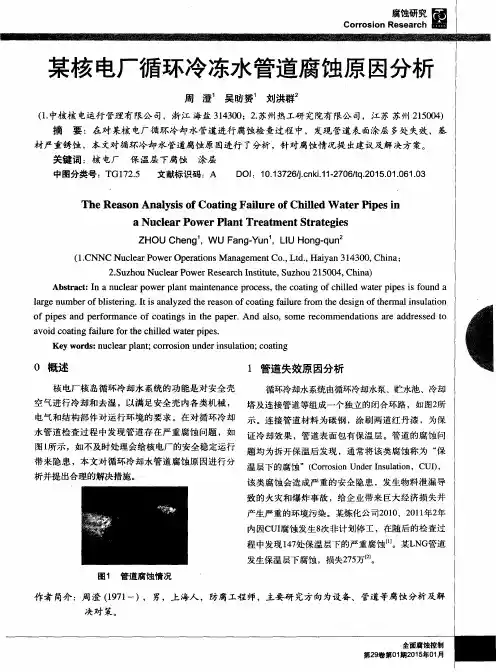 某核电厂循环冷冻水管道腐蚀原因分析