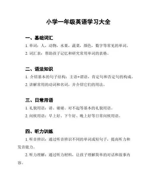 小学一年级英语学习大全