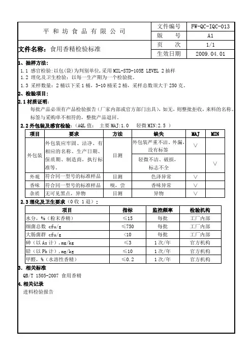 食用香精检验标准013