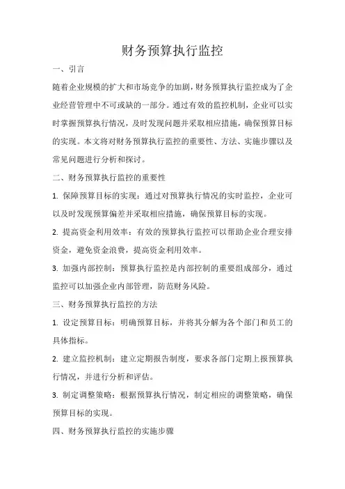 财务预算执行监控