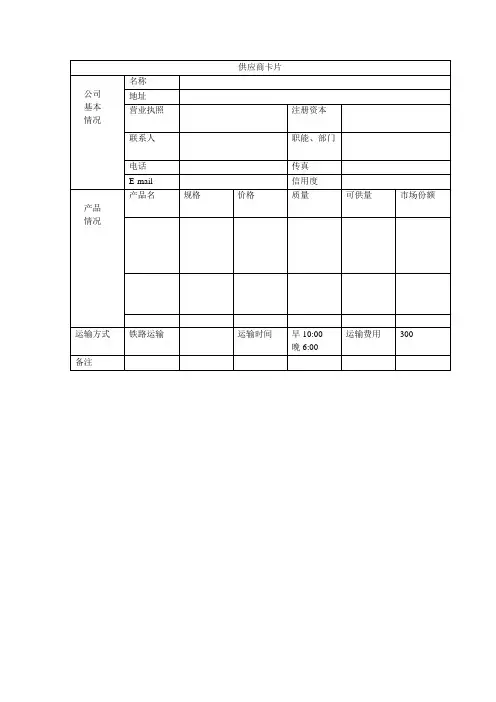 供应商卡片