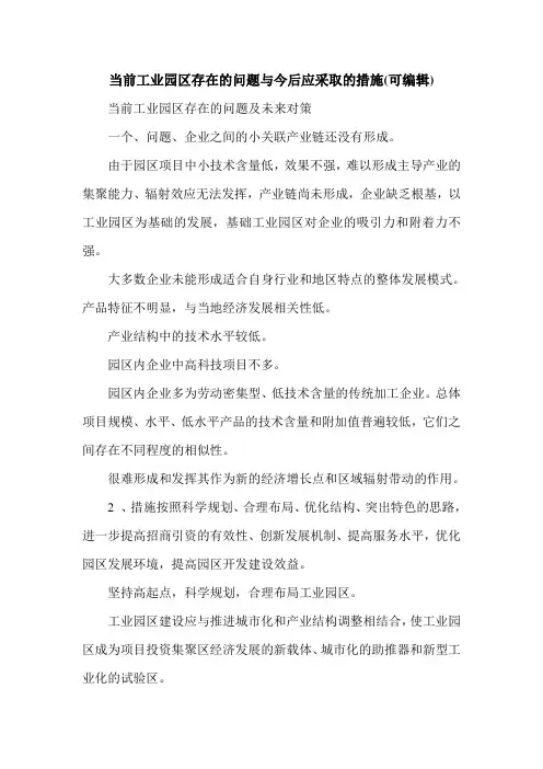 当前工业园区存在的问题与今后应采取的措施(可编辑).doc