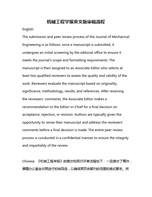 机械工程学报英文版审稿流程