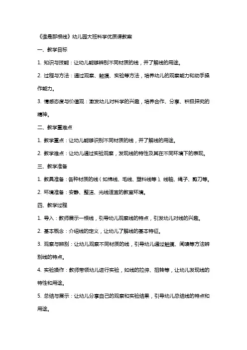 《谁是那根线》幼儿园大班科学课教案