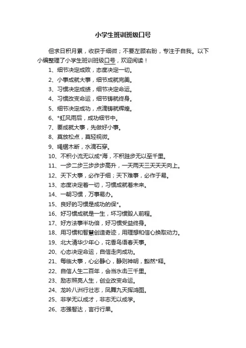 小学生班训班级口号