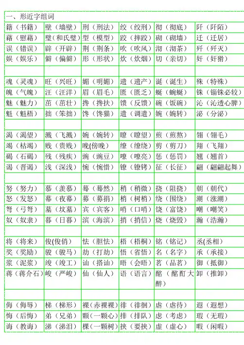 小学语文形近字组词大全