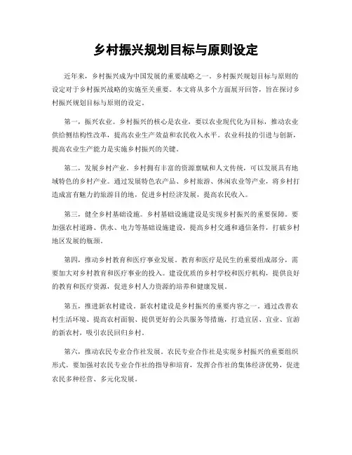 乡村振兴规划目标与原则设定
