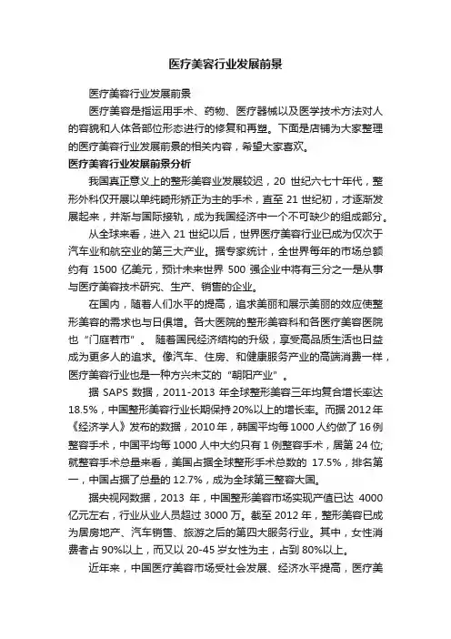 医疗美容行业发展前景