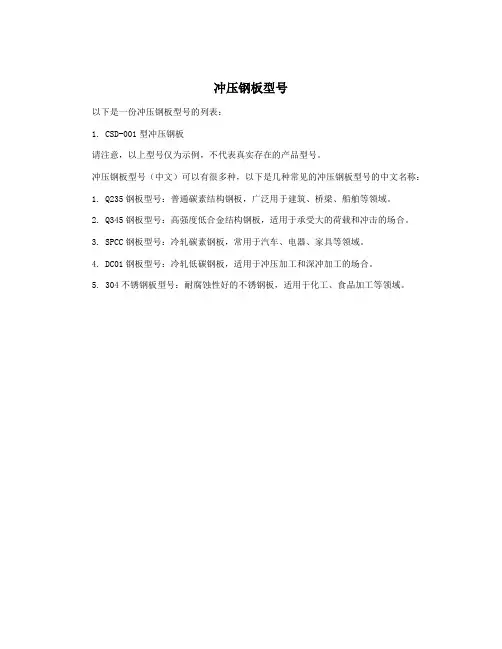 冲压钢板型号