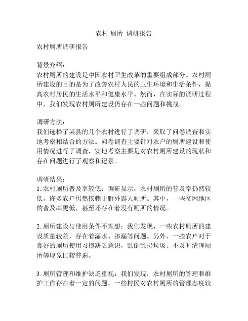 农村 厕所  调研报告