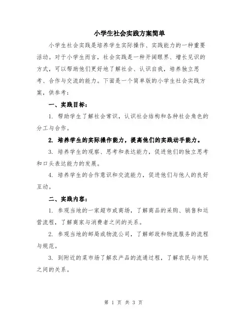 小学生社会实践方案简单