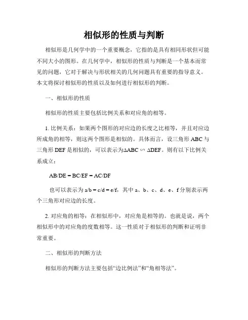 相似形的性质与判断
