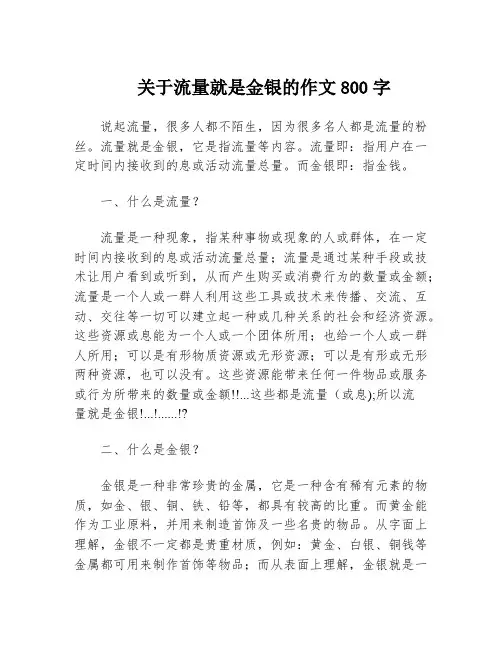 关于流量就是金银的作文800字