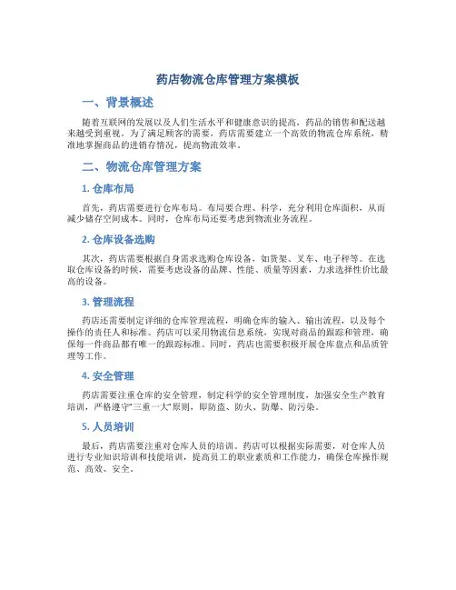 药店物流仓库管理方案模板
