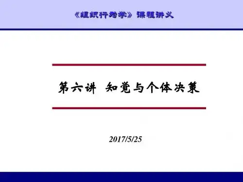 第六讲 知觉与个体决策