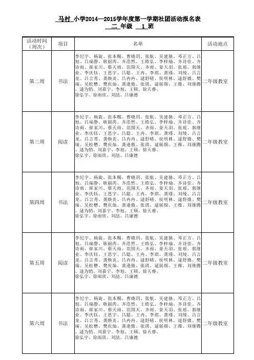 二年级社团活动报名表
