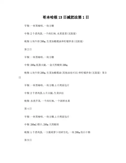 哥本哈根减肥法