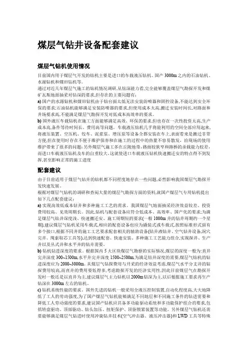 煤层气钻井设备配套建议