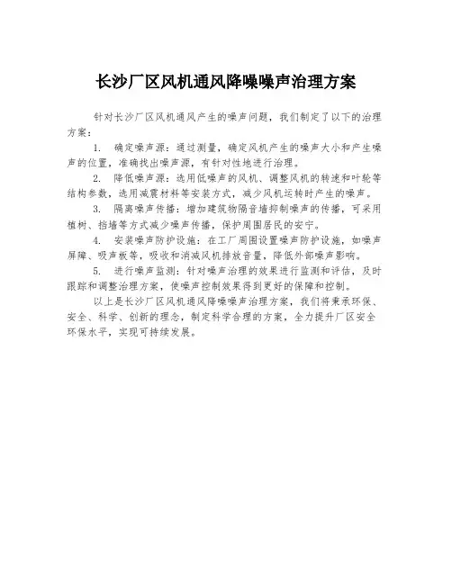 长沙厂区风机通风降噪噪声治理方案