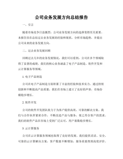 公司业务发展方向总结报告