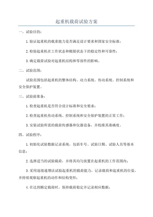 起重机载荷试验方案