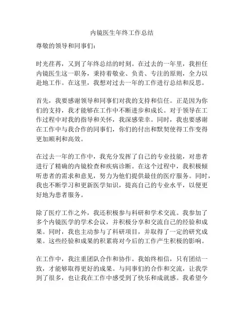 内镜医生年终工作总结